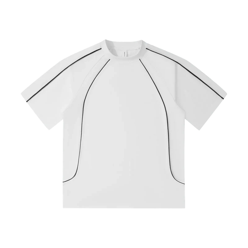 TT L.A.B. LinePop240 對撞線插肩 Tee 椰果白拼芝麻黑