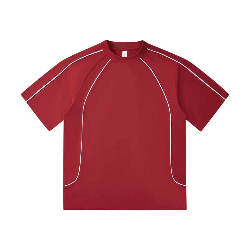TT L.A.B. LinePop240 對撞線插肩 Tee 酒紅拼白色