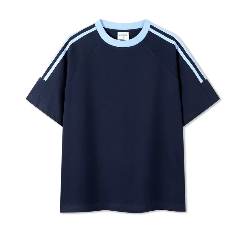 TT L.A.B. Stripe240 三肩條 Tee 海軍藍拼淺藍