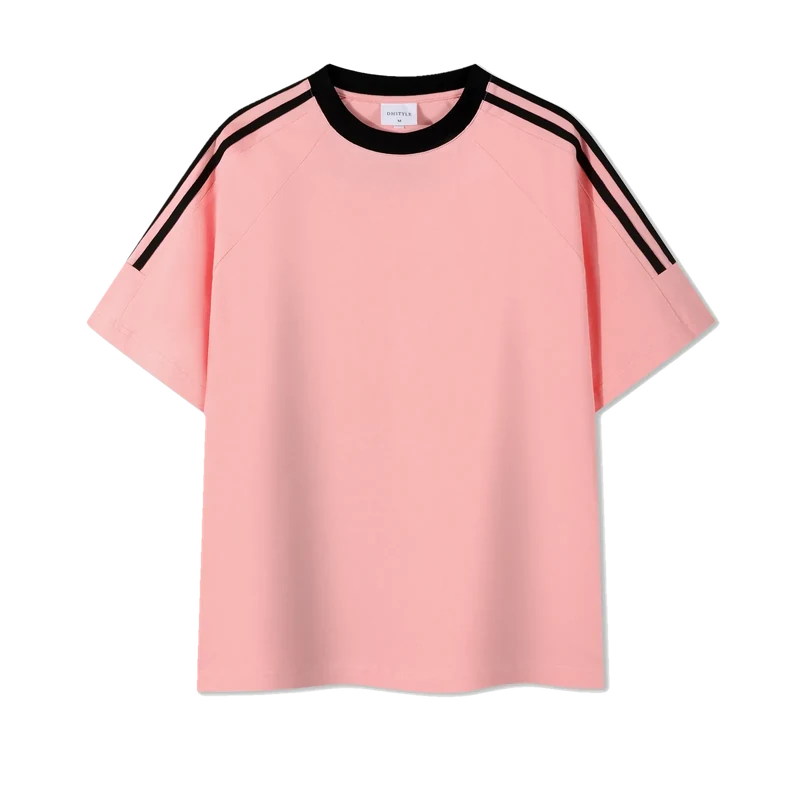 TT L.A.B. Stripe240 三肩條 Tee 藕粉拼芝麻黑